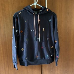 NWT Scotch & Soda Relaxed Fit Embroidered Hoodie in Black size XS